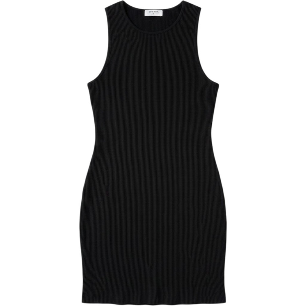Babaton Ribbed Knit Mini‎ Dress Medium Black Sleeveless Bodycon Minimalist